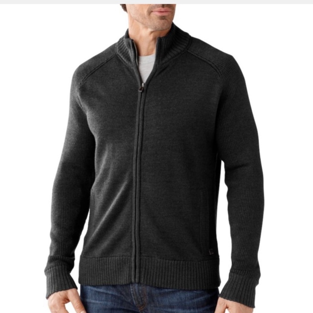 Smartwool Pioneer Full Zip Sweater Jacket Size Large Men’s Dark Gray Merino Wool